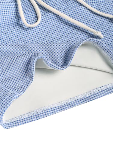 seamoly Vintage Gingham Lace Up Side Hipster Tankini Bottom4