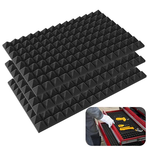 DECOHS 3 Pcs Toolbox Organizer Foam Inserts Sheets, 18 x 12 Inch Non-Slip Tool Drawer Liners, Foam Tool Box Liner for Drawer Box Cases Cabinet Workbench