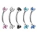 Jovivi 5pcs 16G Stainless Steel 3mm Clear Cubic Zirconia Internally Thread Curved Barbell Eyebrow Tragus Ring Piercing Jewelry 3/8