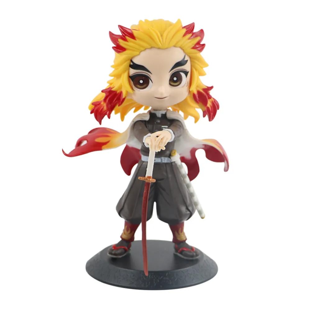 Tinion-Kyojuro Rengoku Action Figure- Miniature Toy Figure (Doll) Special Edition for Car Dashboard, Decoration, Cake, Office Desk & Study Table (Pack of 1) (Height- 15cm)