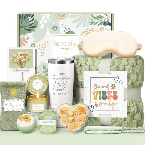 Clexela Mothers Day Gift for Women Vanilla Relaxing Spa Gift Baskets Self Care Kit Get Well Soon Gift Baskets Care Package for Her Women Mom Friend Sister