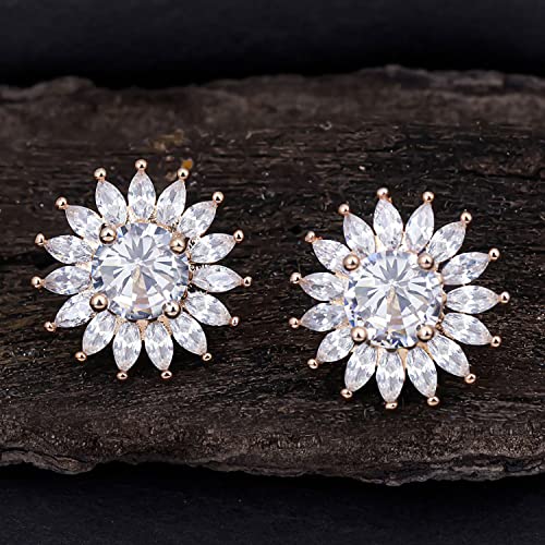 Women's Sunflower Plated Stud Earrings, Everyday Elegance