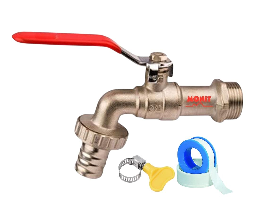 MONIT 1/2" Faucet Stainless Brass Tap for Washing Machine Inlet Hose Pipe Outside Garden Watering Car Washing Public Places Laundry Water Pools Home Mop Sink Brass tap with teflontap Hose clamp-picture-12