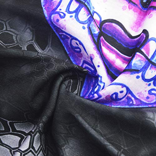 Obacle Skull Face Mask for Women Men Dust Wind UV Sun Protection Seamless Bandana Face Mask for Rave Festival Motorcycle Riding Biker Fishing Outdoor Running 3D Tube Mask (Women Purple Blue Face)