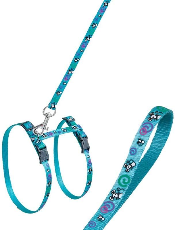 Flamingo Art Sports Harness with Leash for Cats Mouse White 10 mm