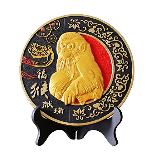 Amazon.co.jp: 【Woliwowa】 置物 飾り皿風 金色の 猿 デザイン