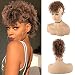 CINHOO Afro High Puff Afro High Puff Hair Bun Ponytail Drawstring With Bangs Synthetic Jerry Curly Mohawk Kinkys Curly Fauxhawks Pony Tail Clip in on Wrap Updo Hair Extensions with six Clips. (1B/27)