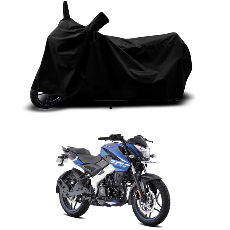 Image of 100% Scratchproof /UV-Rays /Heat Protection /Birds Dropping /Water Resistant /Dust Proof /Waterproof /Full Bike Scooty Two Wheeler Body Cover Compatible for Pulsar NS200 All Varients[Black]