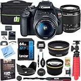 Canon EOS Rebel T7 DSLR Camera with EF-S 18-55mm f/3.5-5.6 is II Lens Plus Double Battery, Memory Card, Deco Gear Deluxe Case, Cleaning Kit and Mini Tripod Accessory Bundle
