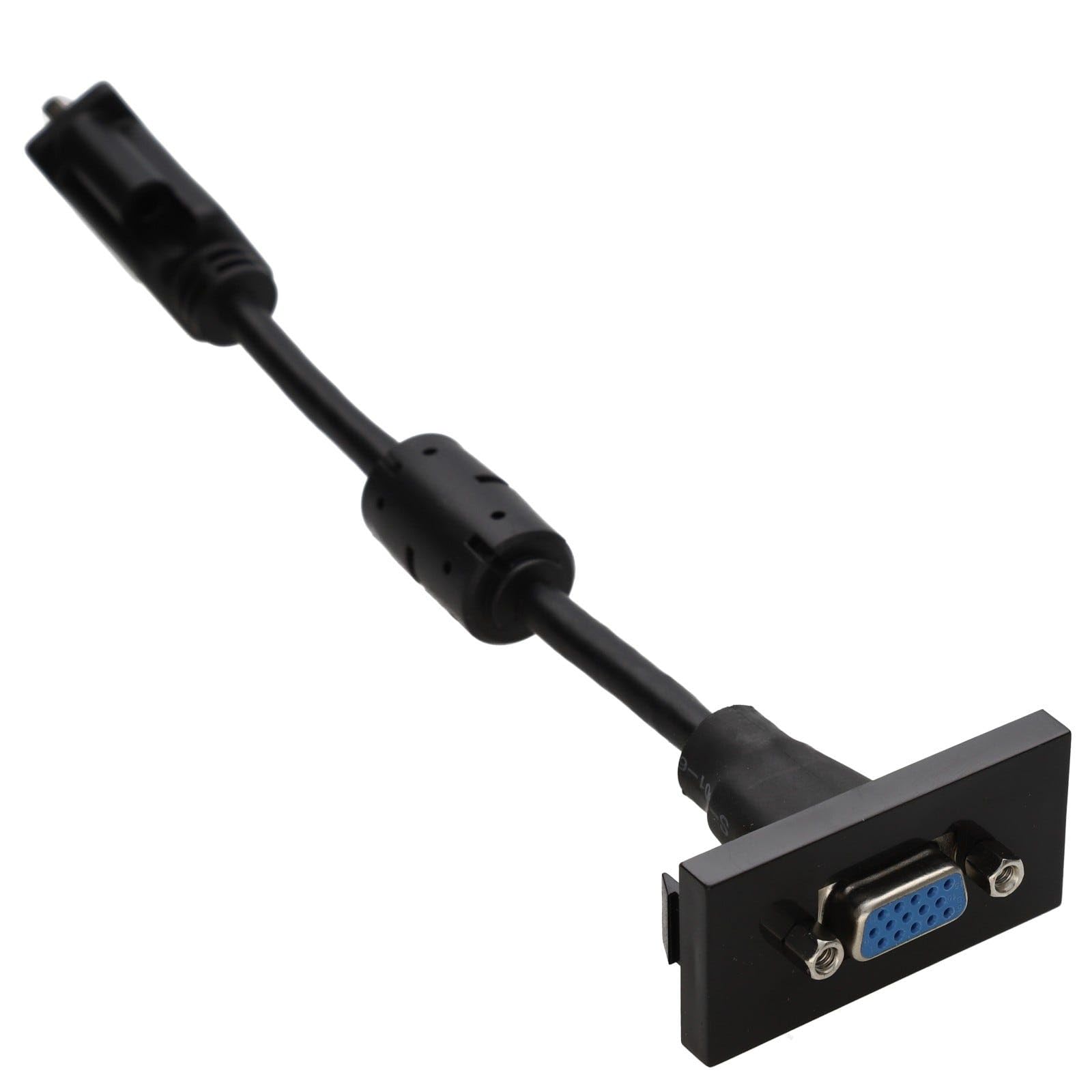 Aura Euro Module SVGA 15 Pin Face Plate Panel Mount Fly Lead Black