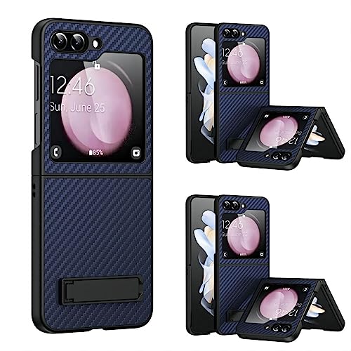 Boîtier Galaxy Z Flip5 luxe finition carbone et cuir véritable aspect coque slim