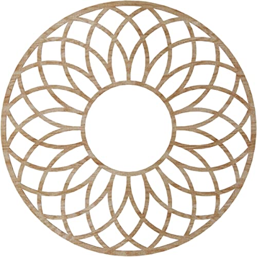 Image of Ekena Millwork 36 inchOD x 12 1 /4 inchID x 1 /4 inchT Cannes Wood Fretwork Pierced Ceiling Medallion, Red Oak