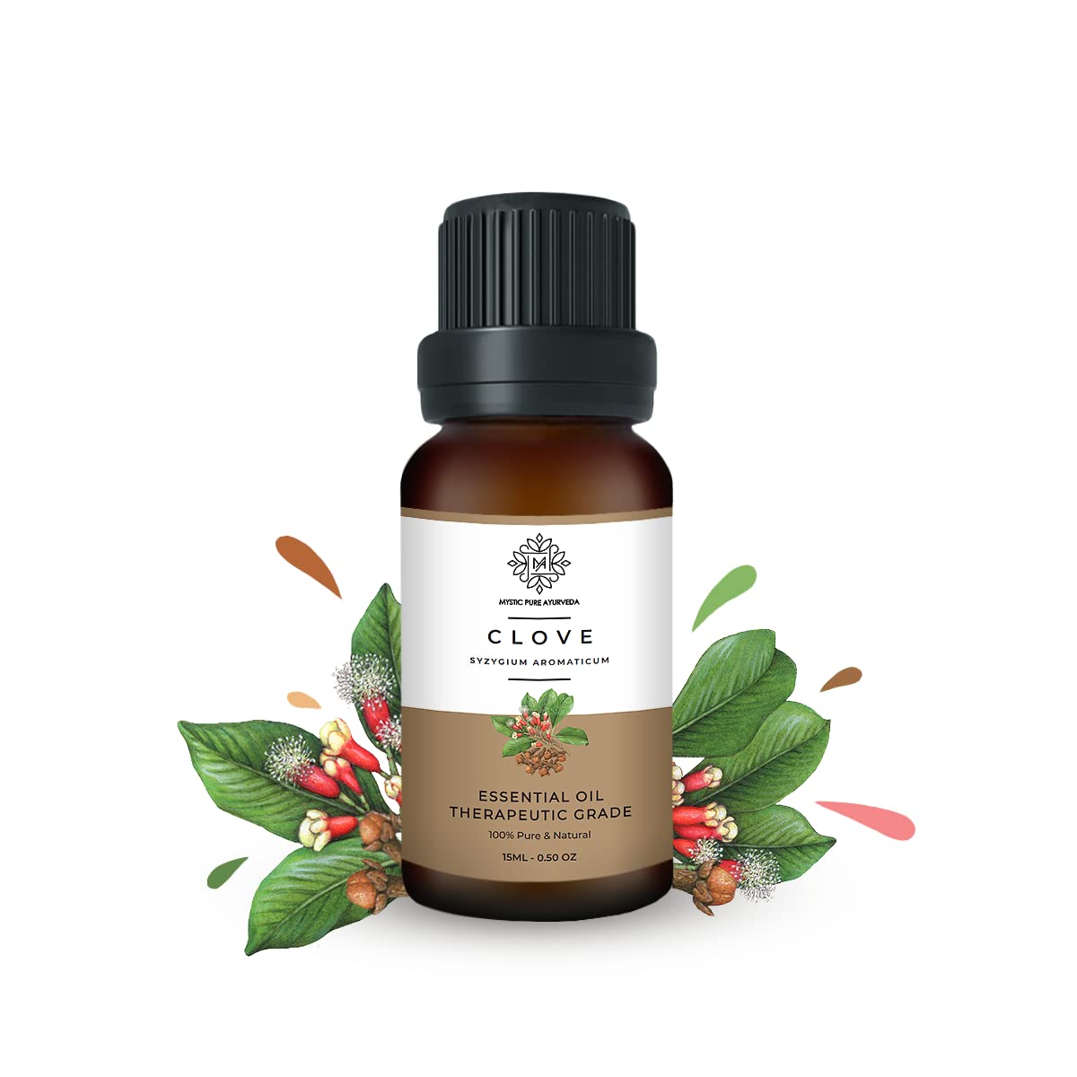 Mystic Pure Ayurveda Clove Essential Oil | 100% Pure & Natural Therapeutic Grade For Oral Care, Skin & Hair Care & Antioxidants - 15ml (B0C6H1GCCG) Amazon Price History, Amazon Price Tracker