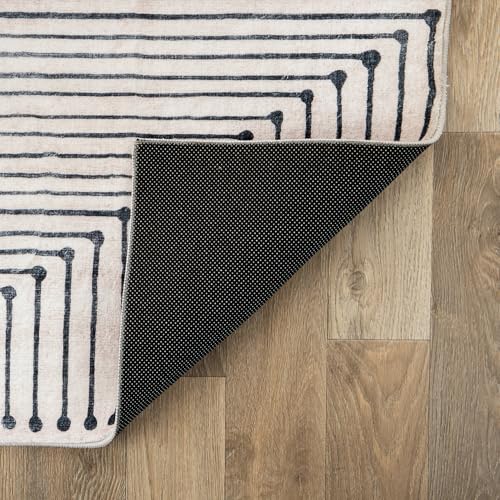 Rugshop Marbella Bohemian Stripes Washable Non Slip Area Rug 3' x 5' Beige