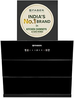 Faber Bliss 60cm 1350m³/hr Filterless Kitchen Chimney | Slant Body | Autoclean Alarm|Moodlight | Touch&Gesture | 8Yr on Motor,2Yr Comprehensive Warranty by Faber | Hood Bliss FL SC HC BK IN 60, Black