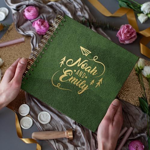 Image of Adventure Book, Couple or Family Scrapbook Photo Album, Travel Journal for Polaroid Instax, Keepsake Fits 4x6 or 5x7 Pictures (Green, Small - 8.3x8.3)