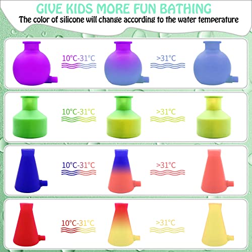 Silicone Bath Toys For Kids Color Changeable Toddler Bathtub Lab Suction Bath Toy Set For Kids Play Stem Diy Building Toys With Mesh Storage Bag, 2 Light Up Floating Rubber Animal Toys #TOP3