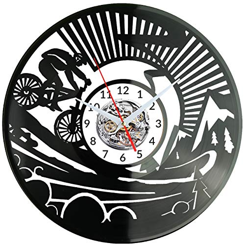 Horloge murale vinyle vélo pour salon de cycliste passionné