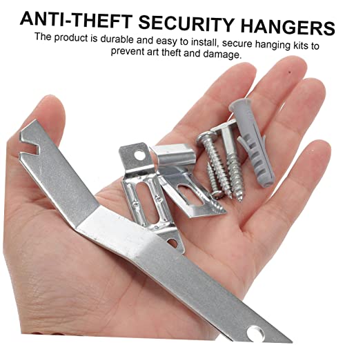 Image of 2sets Security Locking Picture Hanging Kit Hooks for Hotels Museums and Home Decor for Framing Artwork up to Wide Concealed Theft Hardware
