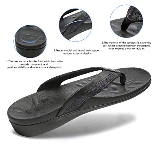 Image of MEGNYA Comfortable Walking Flip Flops for Womens, Orthopedic Walking Sandals with Arch Support, Flat Feet Pain Relief Sandals for Beach, Summer, Pool