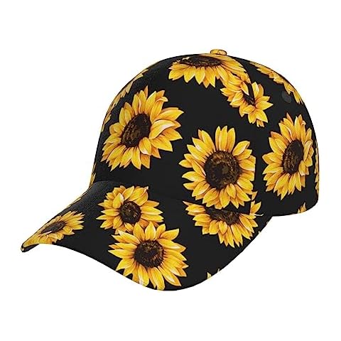 HooYiiok Mens Trucker Hats - Baseball Hats for Men - Trucker Hats for Men Sunflower Pattern Black Cover