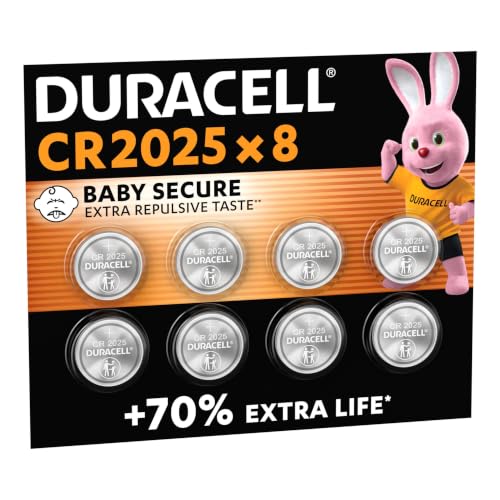 DURACELL 2025 Pilas de Botón de Litio (Paquete de 8) 3V, CR2025