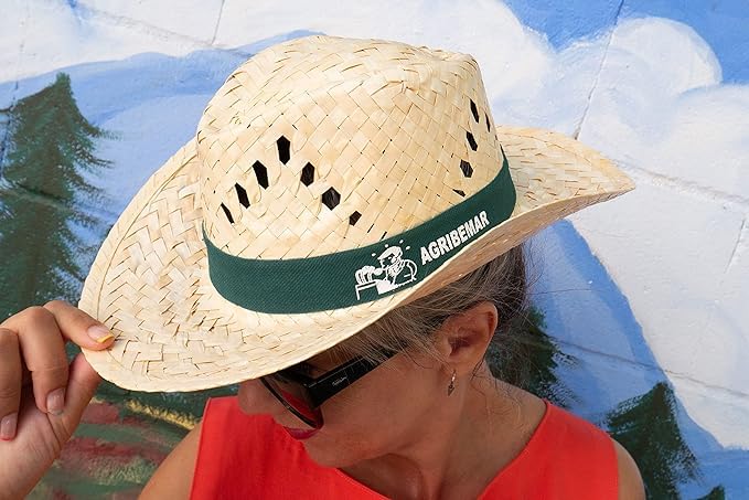 Gorros Personalizados Para Eventos - PACK 10 Sombreros con Tu Imagen o Frase - Sombreros de Paja Para Mujer y Hombre - Cinta de color a elegir - Natur