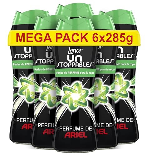 LENOR Unstoppables Perlas Lavadora Perfumadas, 127 Lavados (6 x 285 g), Suavizante Para Ropa con Fragancia Ariel, Potenciador de Frescor, Floral