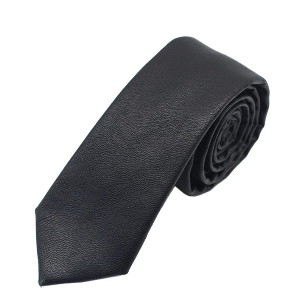 Cravate étroite en cuir PU lisse JFDBGU un style élégant pour affaires