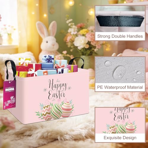 Image of Rectangular Easter Storage Basket | Fabric Organizer Bin for Books,Clothes,Gifts,Pets-Perfect for Home,Office,Nursery,Dorm,Shelf(Easter egg)