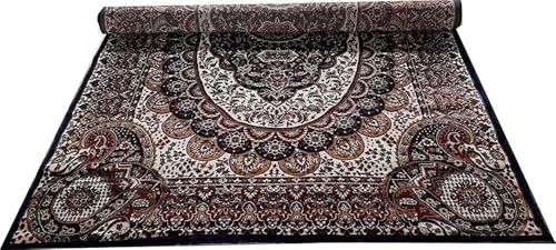 Image of Kashmiri Design Traditional Carpets for Living Room 3x5 Feet (90 x 150 Cm) Drawing Room Hall Blue Colour