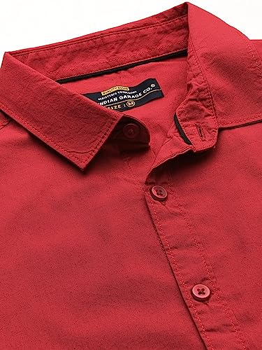 Image of The Indian Garage Co Men Slim Fit Solid Full Sleeves Cutaway Collar Casual Shirt