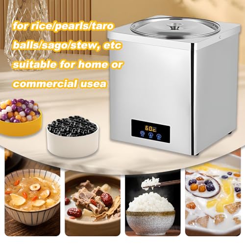 Calentador de Perlas Comercial y Olla Aislante para Tapioca, 300 W-600 W, Rango de Control de Temperatura: 30-100 °C, Panel táctil de 3 l/7 l, para Sushi, arroz (3L)