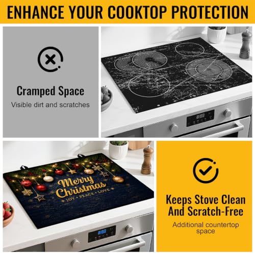 Image of NYZE Christmas Stove Top Cover for Electric Stove, Glass Stove Top Cover, Heat Resistant Glass Stovetop Protector, Kitchen Decor, Dish Drying Mats Cover for Washer Ceramic Top, 28.5x20.5 in