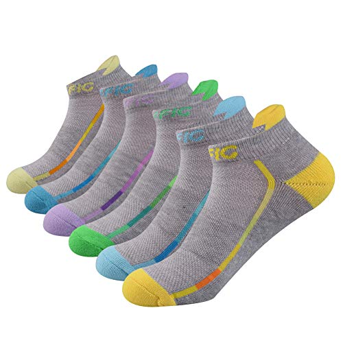 NAFFIC Womens Low Cut Ankle Athletic Socks Cushioned Running Performance Tab Sock 6 Pack (Gray)