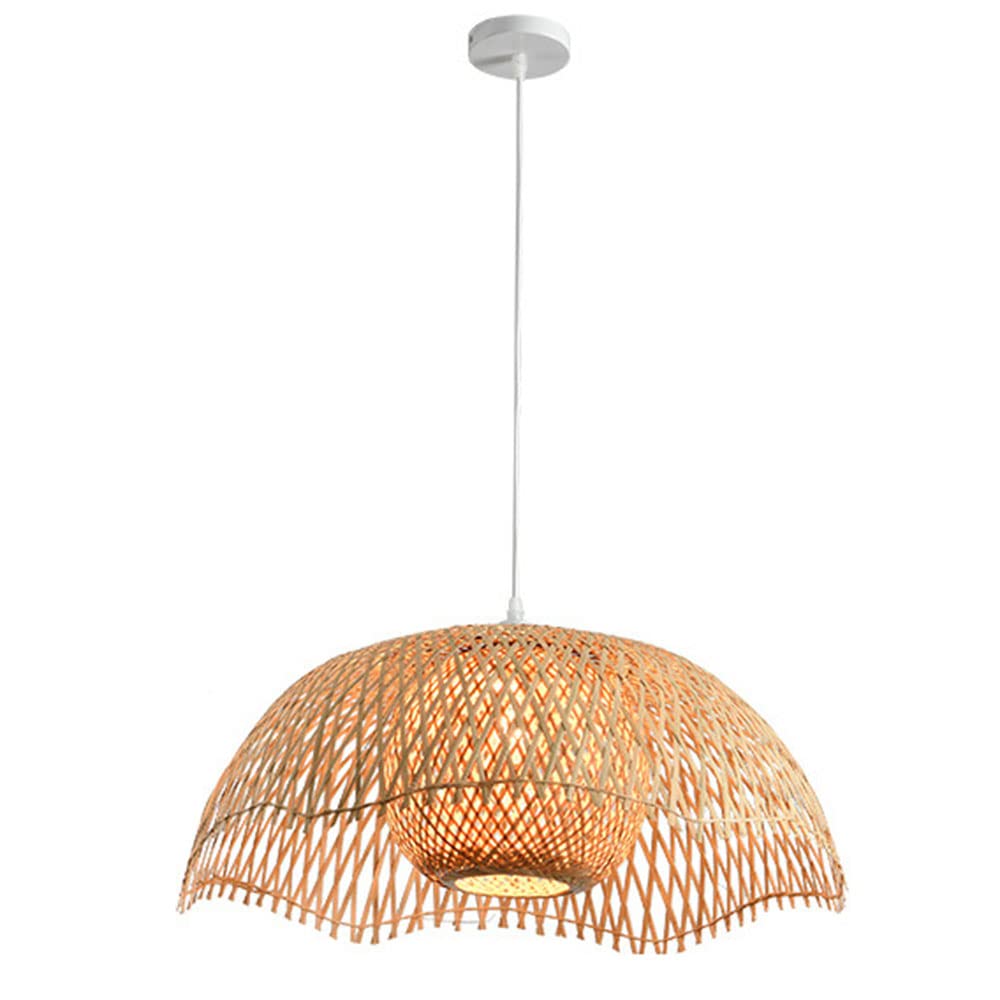 Suspension dôme en bambou double couche, luminaire suspendu fait main pour décoration éco