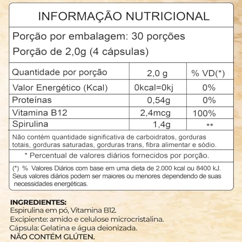 Spirulina 120 Cápsulas De 500mg Prime Ervas