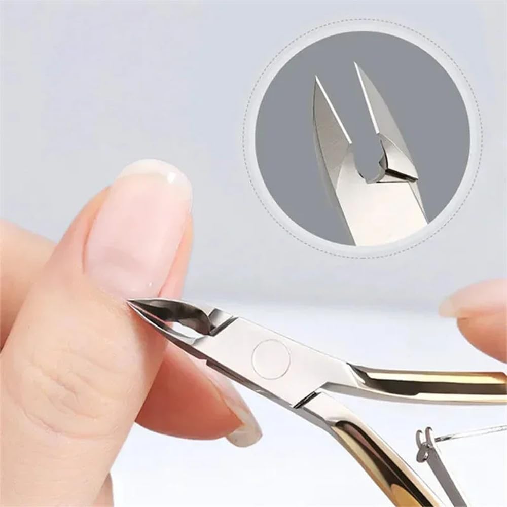 Tijeras profesionales para cutículas de uñas, de acero inoxidable, color dorado y plateado, exfoliantes, herramienta para manicura y pedicura, color dorado.
