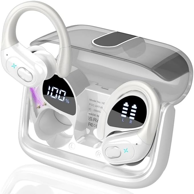 NDO Bluetooth 5.3 Over-Ear Earbuds, Wireless Headphones with Long Battery Life, IPX5 Waterproof for Outdoor Activities, 13mm Drivers, Fast Pairing, USB-C Charging