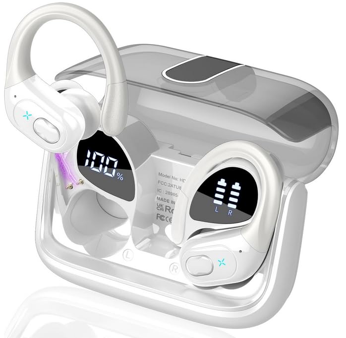 NDO Bluetooth 5.3 Over-Ear Earbuds, Wireless Headphones with Long Battery Life, IPX5 Waterproof for Outdoor Activities, 13mm Drivers, Fast Pairing, USB-C Charging