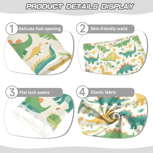 KLL Set Cartoon Watercolor Dinosaurs Toddler Girls' Cotton Pants Comfortable Full Length Lounge Pants Exercise3