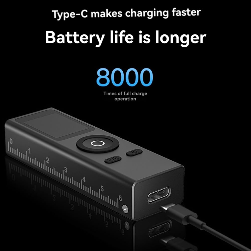 Qyvorae 30M Mini Télémètre Numérique Mètre Règle de Charge Type-C Fuselage en Alliage D'Aluminium Mesure