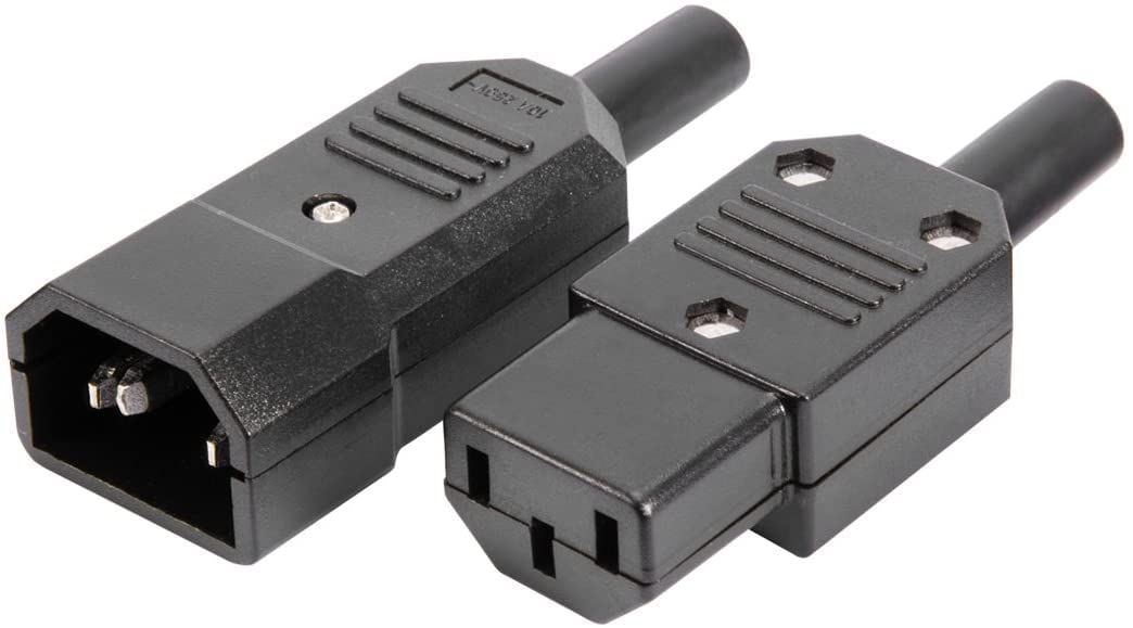 DKURVE® AC250V 10A 3 Pins Terminals Panel Mount IEC C14 Male, C13 Female Inline Adapter Plug Power Socket Connectors (5-5-PAIR)