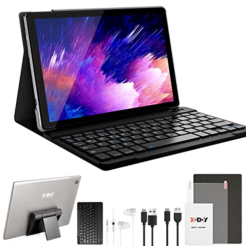 XGODY 10,1 Zoll 4G LTE(2 SIM Slot) Octa-Core Android 11 Tablet 6GB RAM 128GB ROM Tablet mit Tastatur 8000mAh Akku 1920x1200 FHD+IPS Touchscreen 5MP+8MP Kamera Bluetooth Typ C Tablet Grau