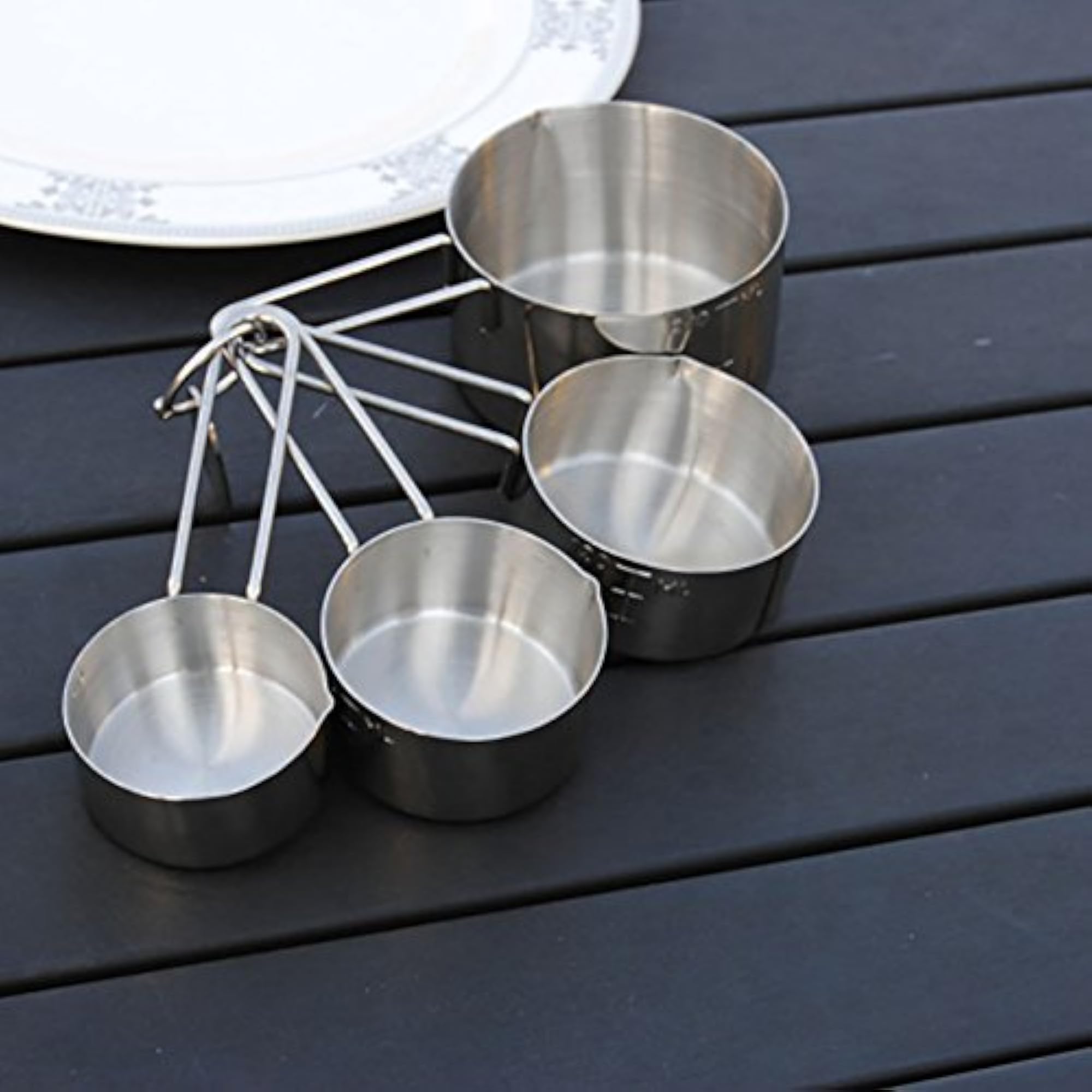 Stainless Steel Measuring Cup & Spoon Set, 4 Cups & 4 Spoons