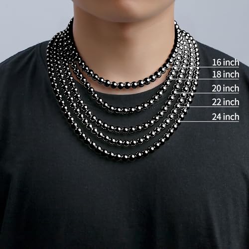 P. BLAKE Pearl Necklace for Men 8mm White Mens Pearl Choker Necklace Trendy Jewelry Gifts for Men Women