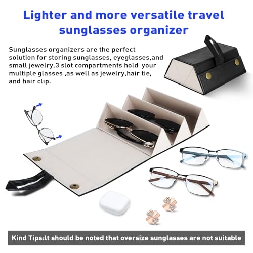 Image of Travel Sunglasses Organizer, Sunglasses Travel Case for Multiple Pairs, Multiple Glasses Travel Case for Women, Men