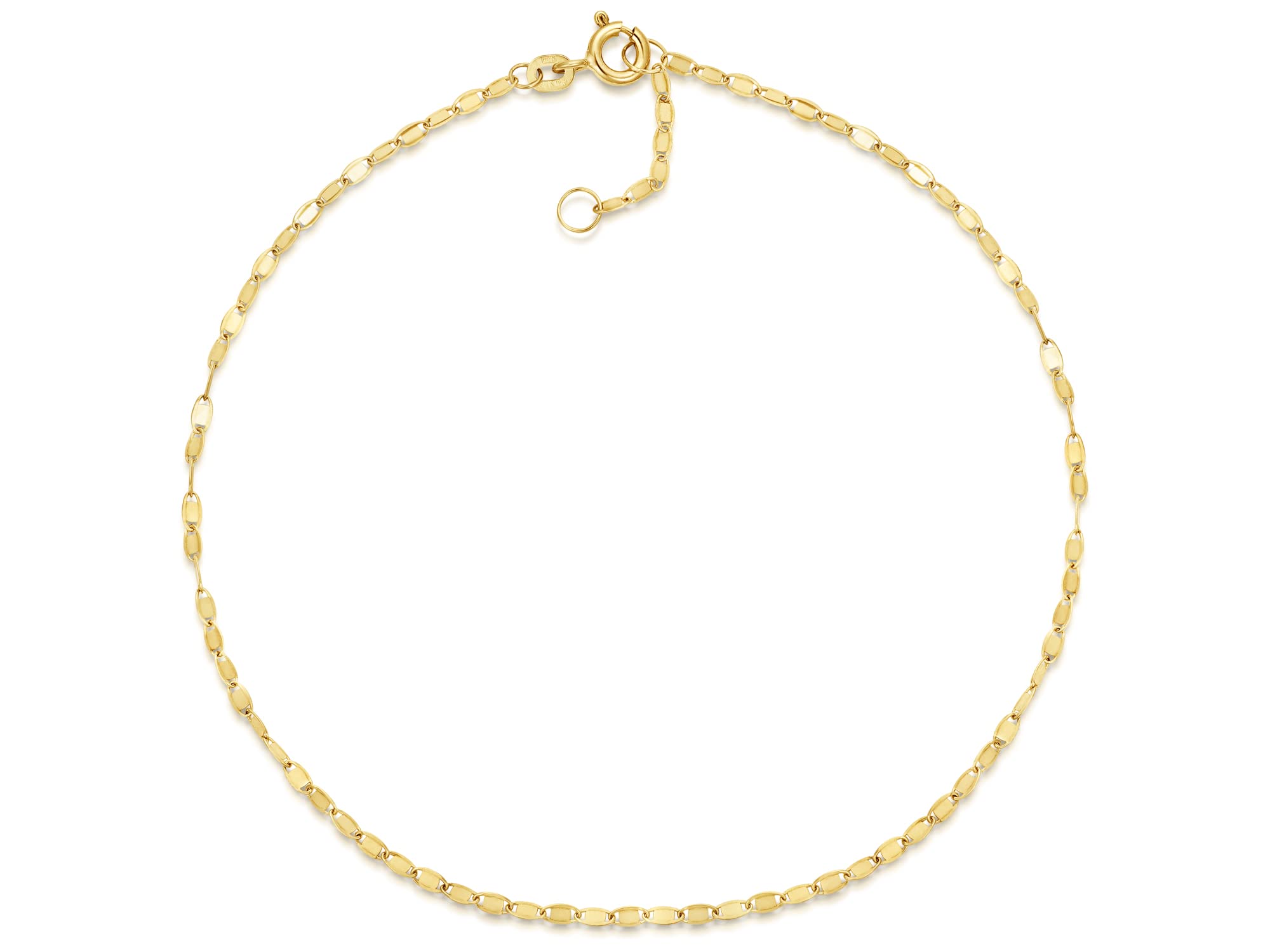 Fußkette Plättchen Breite 1,9mm | aus echt 585 Gold | hochglanzpolierte Fußkette | Echtgold mit Federringverschluß