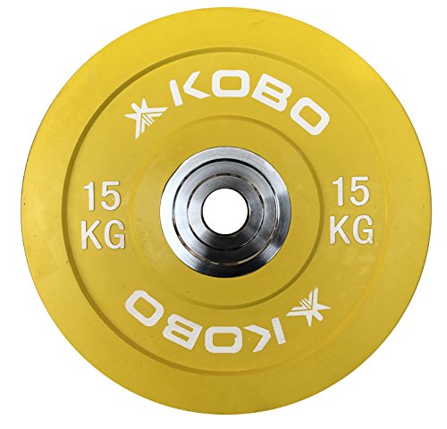 Image of Kobo 5 Kg (51 mm) Bumper Plates Competition Level Olympic Barbell Bar Weight Plate with Machined Steel Collar Elite (Imported) - Sold in Pairs