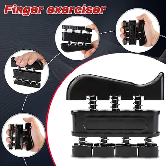 4Pcs Grip Strength Trainer Kit, 11-220lbs Adjustable Forearm Gripper, Finger Exerciser & Hand Strengthener Rehab, Wrist Exerciser Strengthener for Men